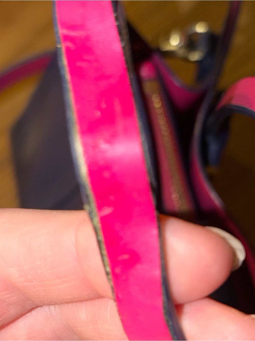 Kate Spade Arbour Hill Elodie Navy Blue Fuchsia Pink Leather Crossbody Bag Purse - Picture 11 of 12